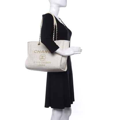 Chanel Lurex Boucle Small Deauville Tote Ivory 2 of 10