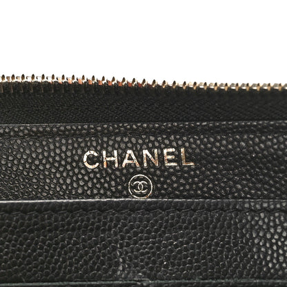 Chanel Caviar Camellia Embossed Large Zip Around Gusset Wallet Black 6 of 10