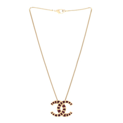Chanel Resin Along The Nile CC Pendant Necklace Gold Purple 3 of 5
