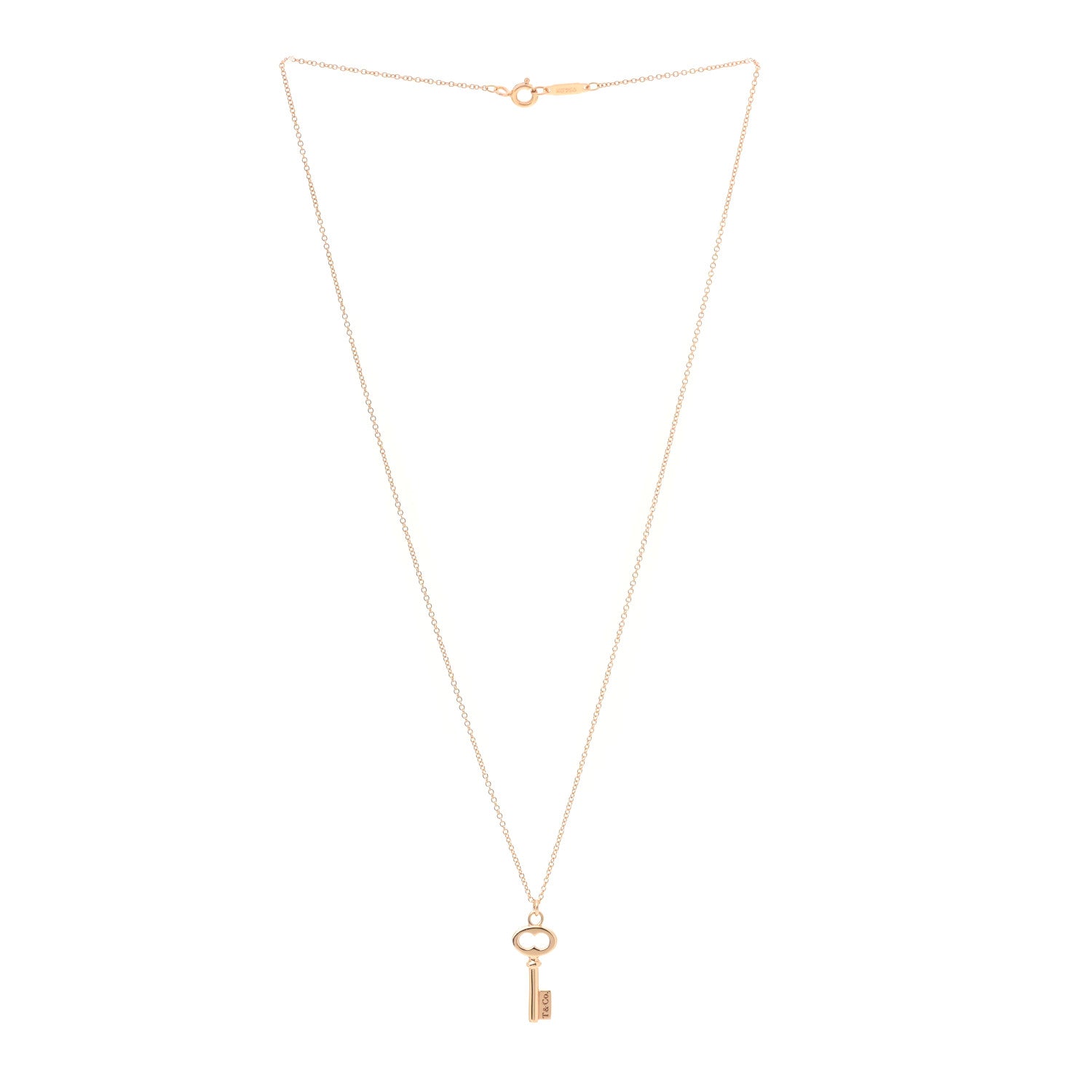 Tiffany 18K Rose Gold Mini Key Pendant Necklace 3 of 5