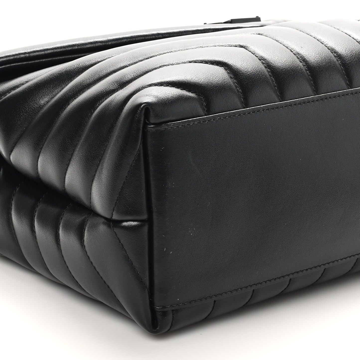 Calfskin Y Quilted Monogram Monochrome Medium Loulou Chain Satchel Black