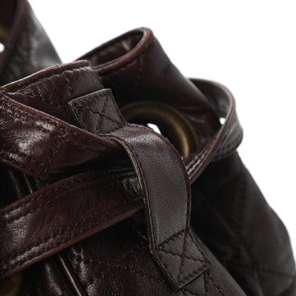 Christian Dior Lambskin Cannage Drawstring Bag Dark Brown 13 of 14