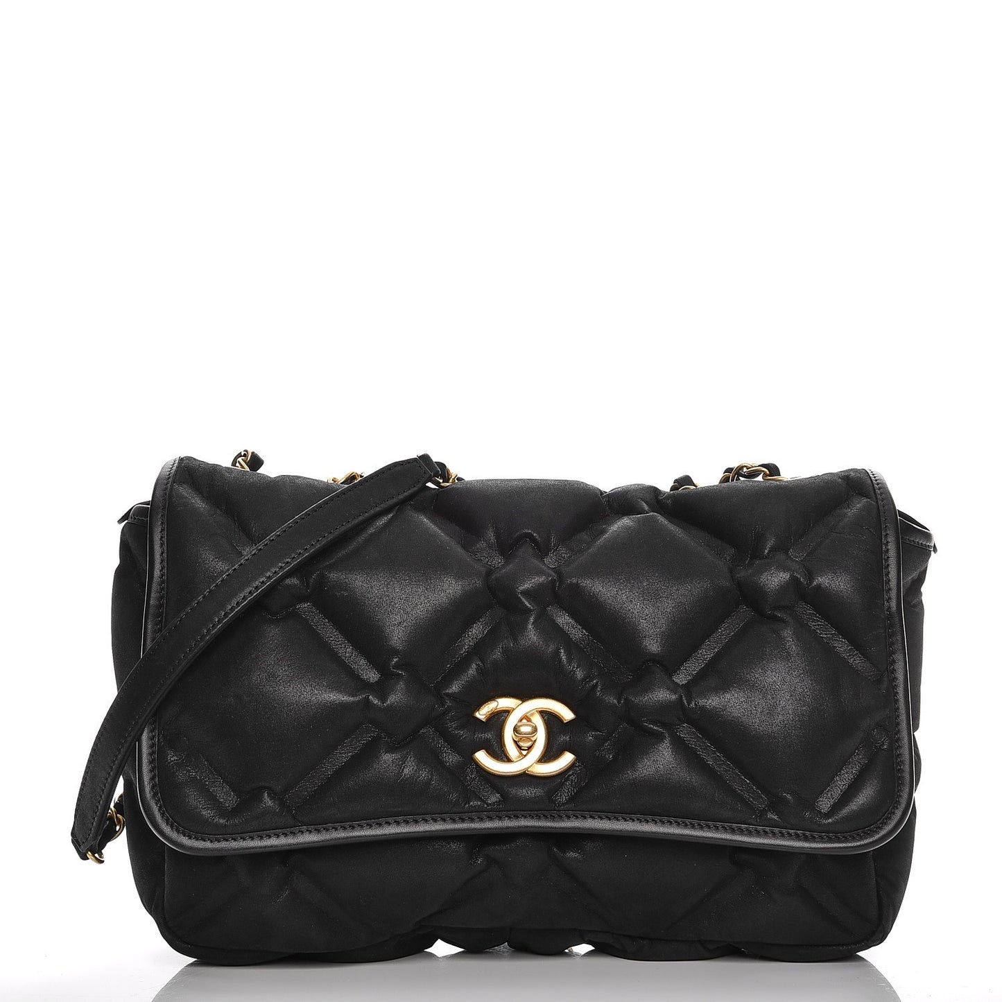 Calfskin Quilted Large Chesterfield Flap Black