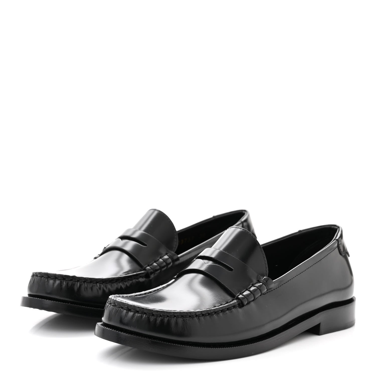 Saint Laurent Calfskin Penny Loafers 38 Black 2 of 10