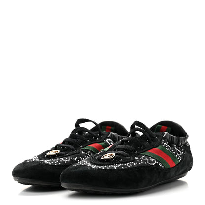 Gucci GG Suede Monogram Crystal Web Womens Sneakers 36 Black 4 of 8