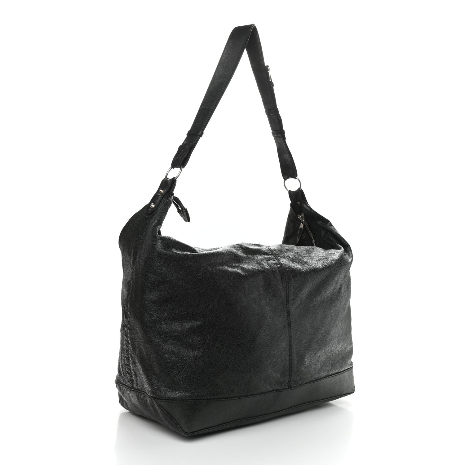 Balenciaga Agneau Classic Silver Hardware Courier XL Hobo Black 2 of 12