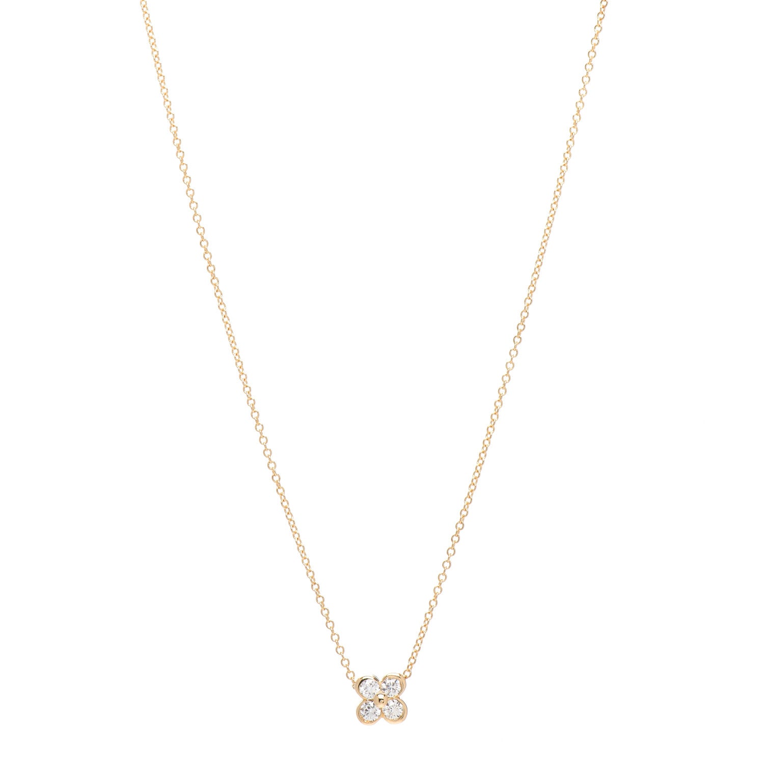 Tiffany 18K Yellow Gold Diamond Flower Pendant Necklace 1 of 5