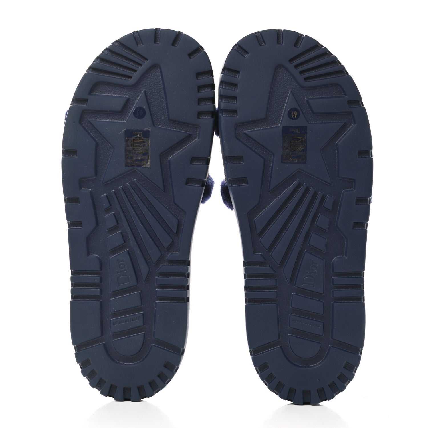 Christian Dior Shearling Canvas Embroidered Dway 10mm Slide Sandals 41 Deep Blue Natural 5 of 8