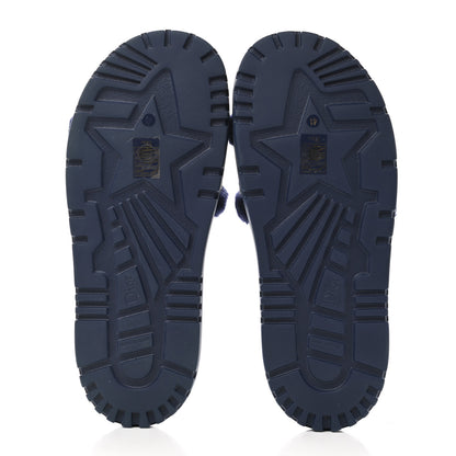 Christian Dior Shearling Canvas Embroidered Dway 10mm Slide Sandals 41 Deep Blue Natural 5 of 8