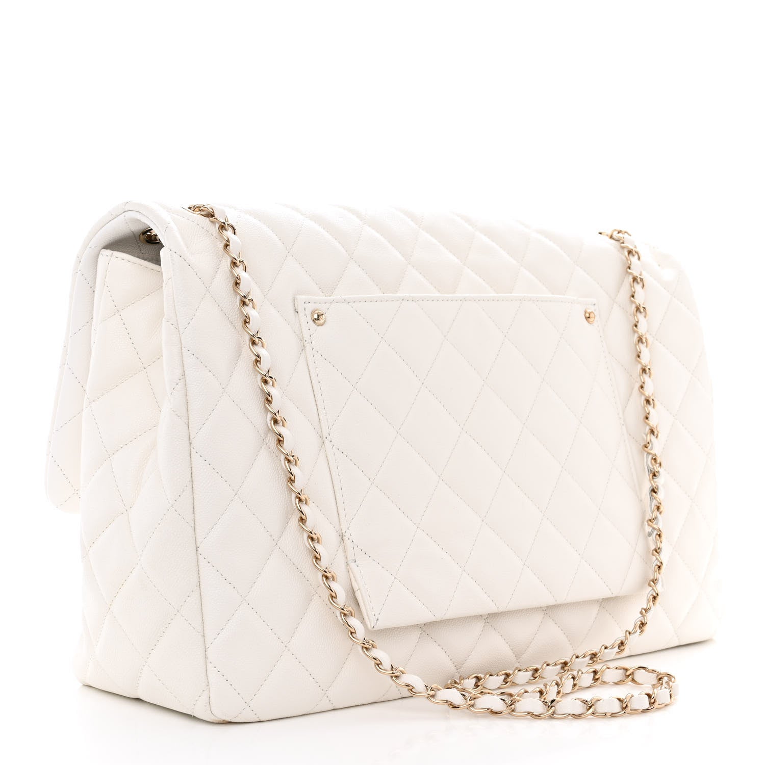 Chanel Caviar Quilted XXL Travel Flap Bag White 2 of 9