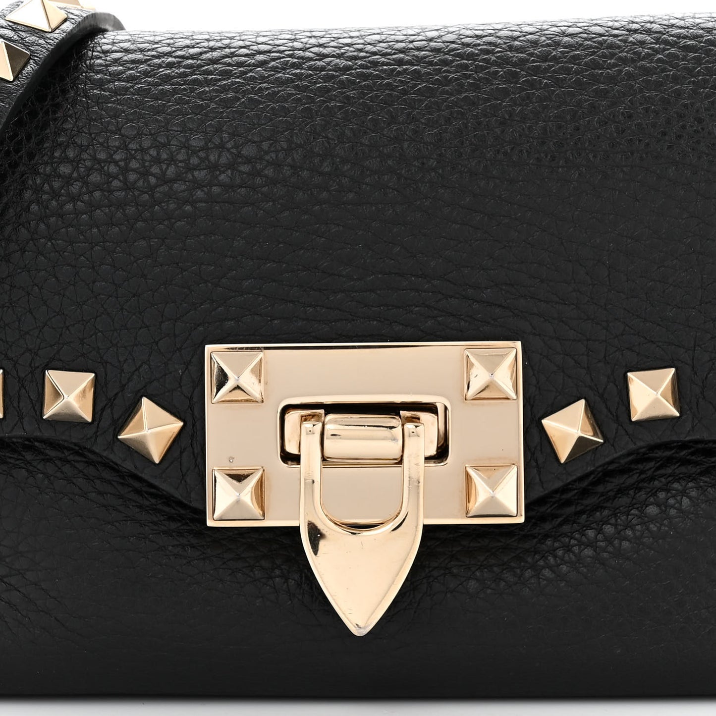 Pebbled Calfskin Mini Rockstud Crossbody Bag Black