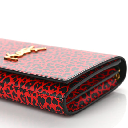 Saint Laurent Leopard Print Monogram Chain Wallet Black Red 9 of 10