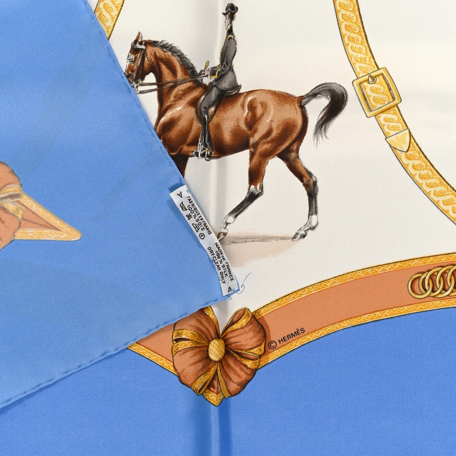 Hermes Silk Ecole Portugaise D'Art Equestre Scarf 90 Bleu 3 of 3