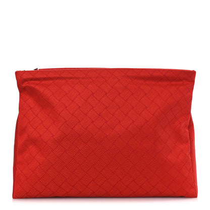 Bottega Veneta Econyl Jacquard Nylon Intreccio Zip Pouch Clutch Tomato 1 of 10