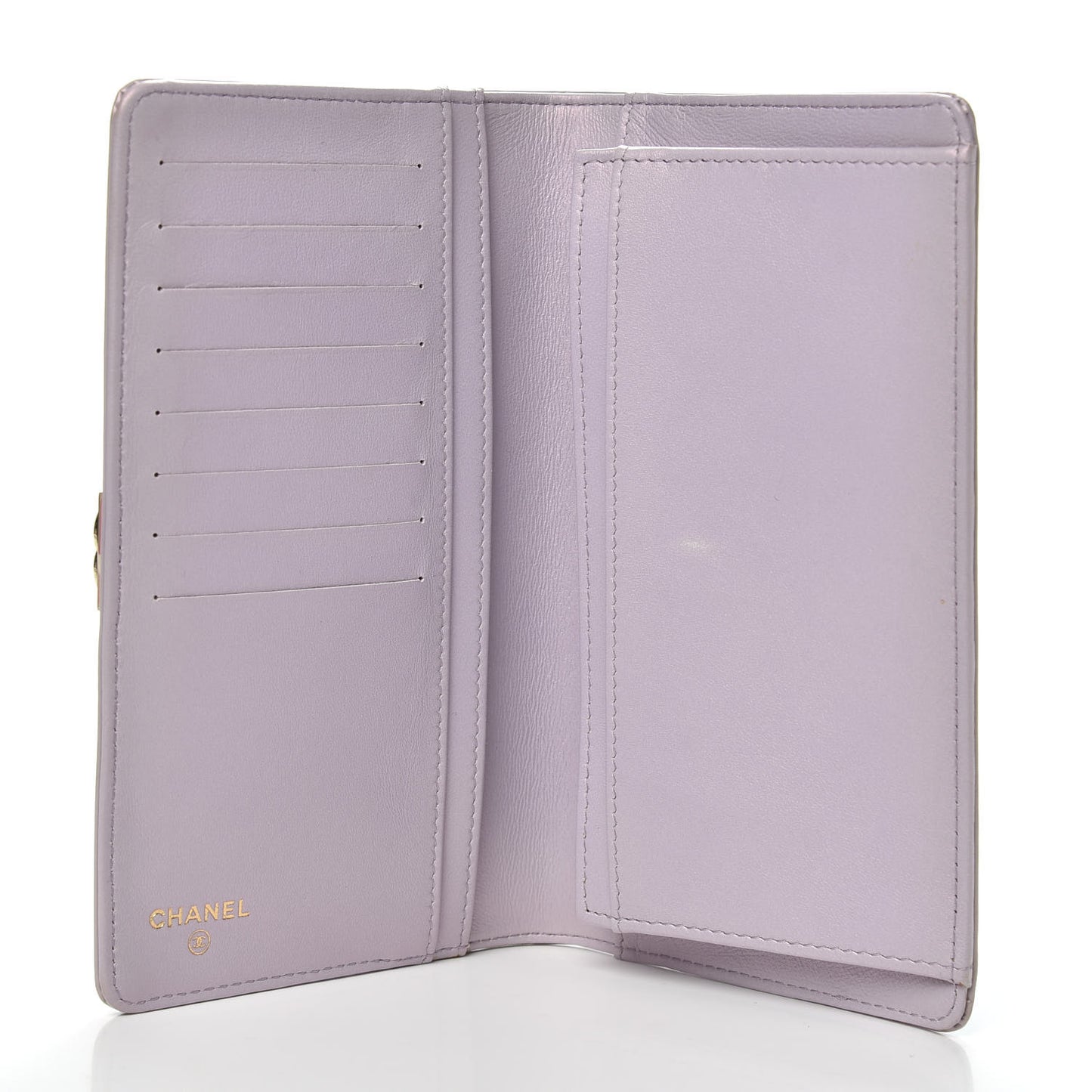 Metallic Patent Calfskin Quilted Boy Yen Wallet Purple