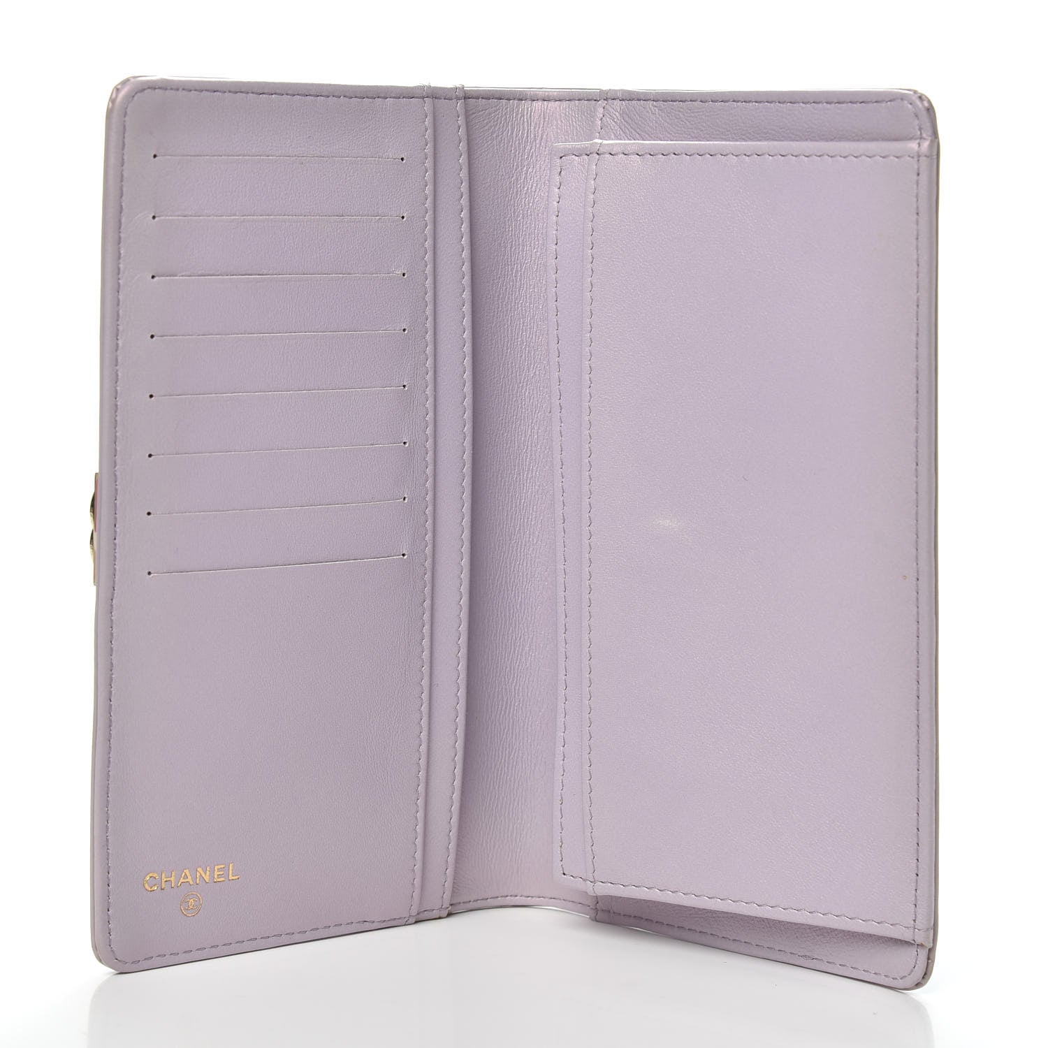 Chanel Metallic Patent Calfskin Quilted Boy Yen Wallet Purple 5 of 12