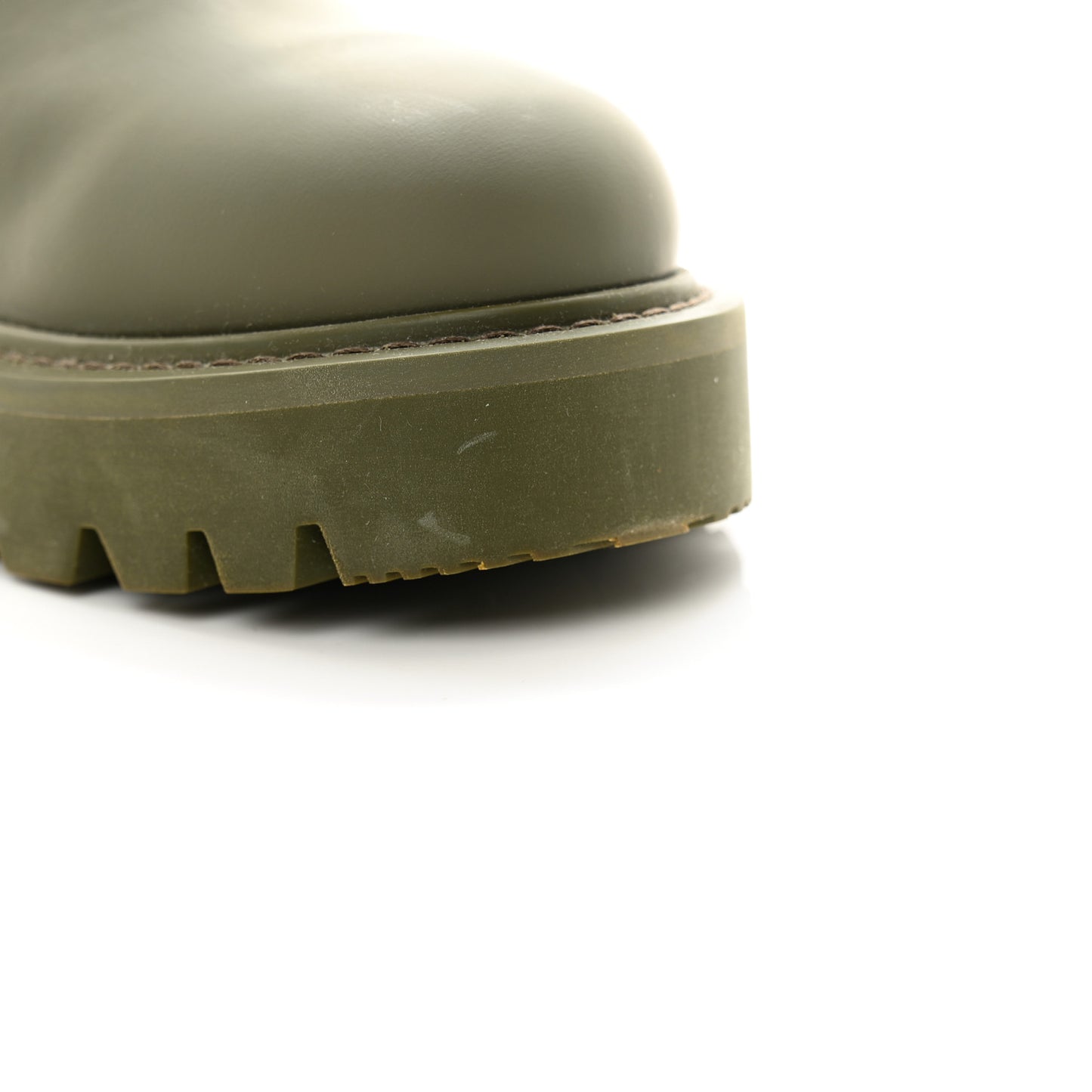 Rubber Calfskin Territory Flat Boots 36 Khaki