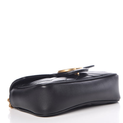 Gucci Calfskin Matelasse Super Mini GG Marmont Shoulder Bag Black 4 of 10