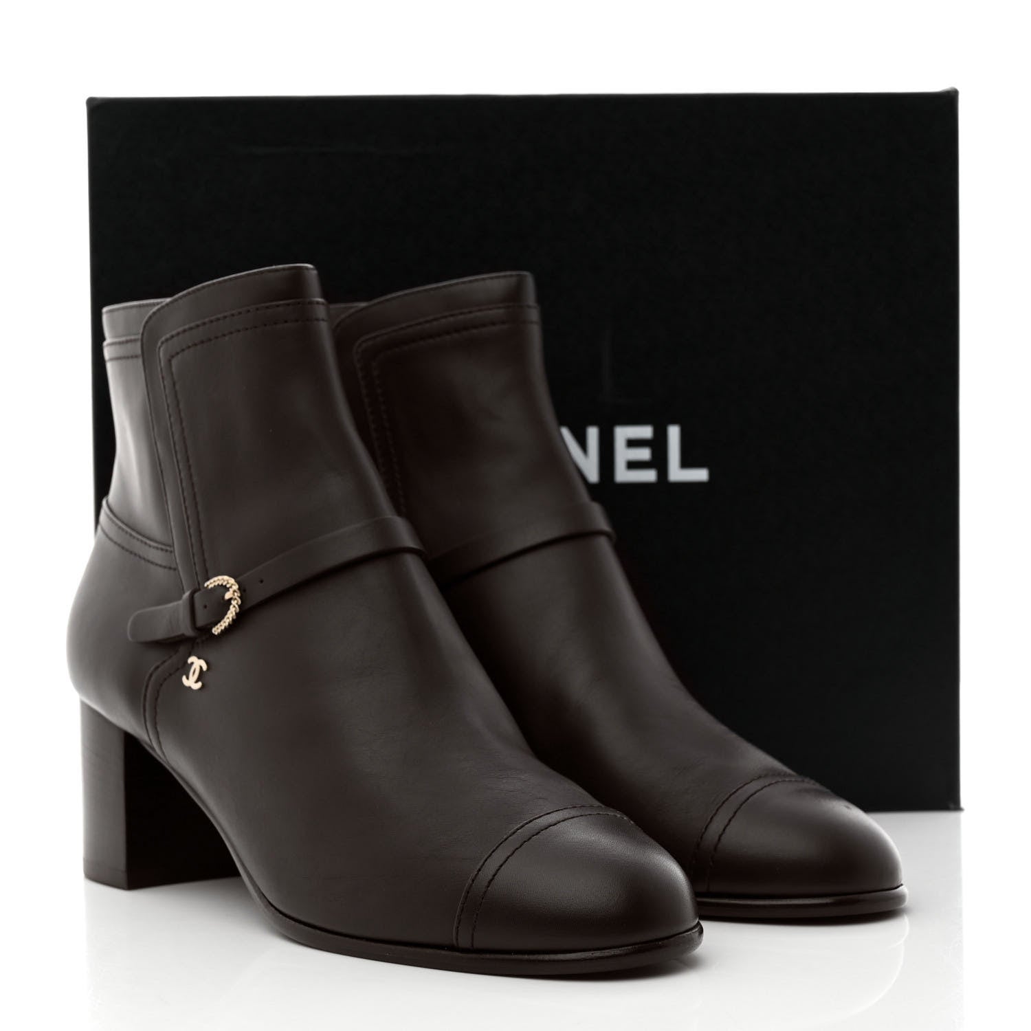 Chanel Calfskin CC Buckle Short Boots 40.5 Brown 9 of 9