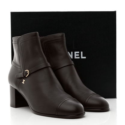Chanel Calfskin CC Buckle Short Boots 40.5 Brown 9 of 9
