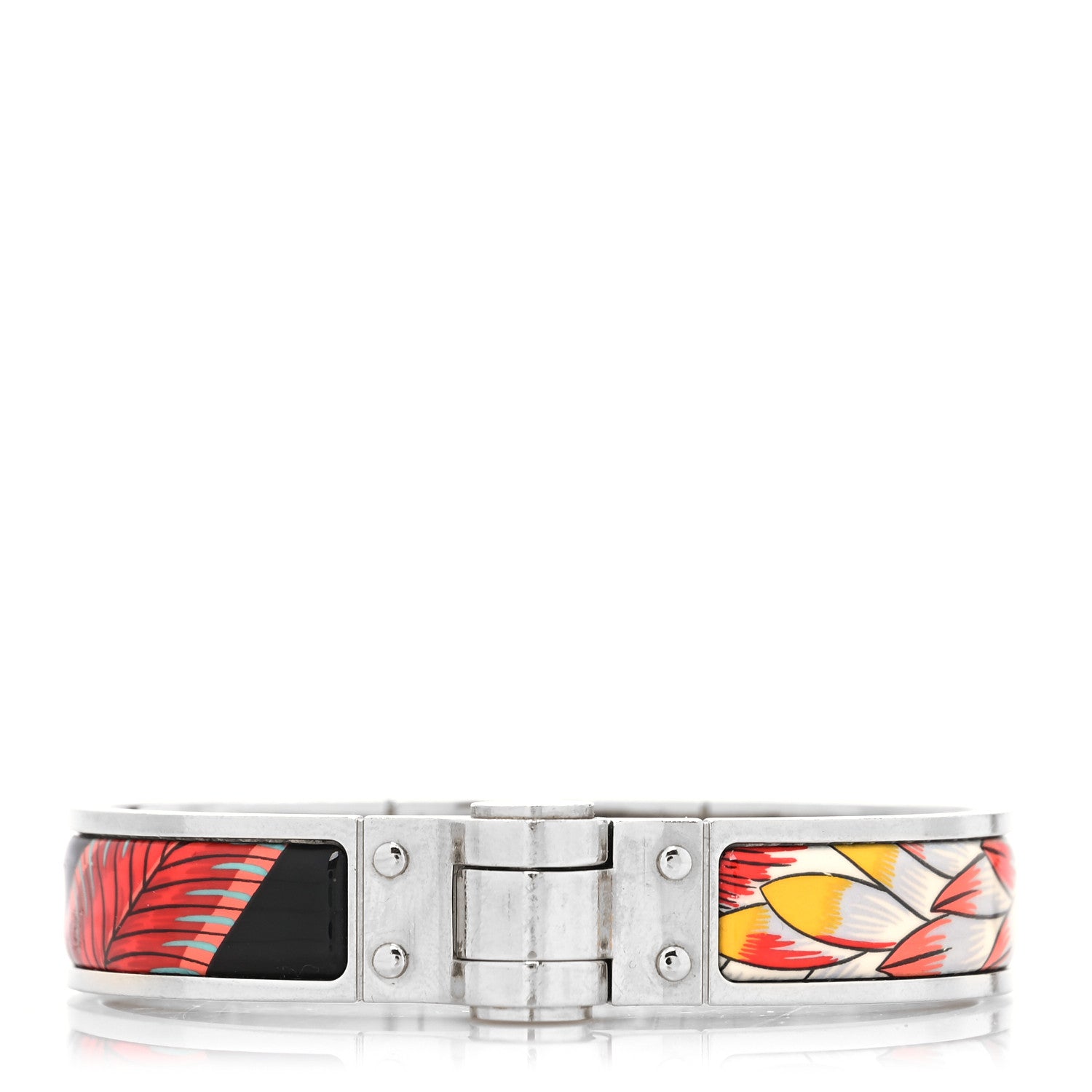 Hermes Enamel Printed Narrow Charniere Savana Dance Hinged Bracelet S Futurisme 1 of 5
