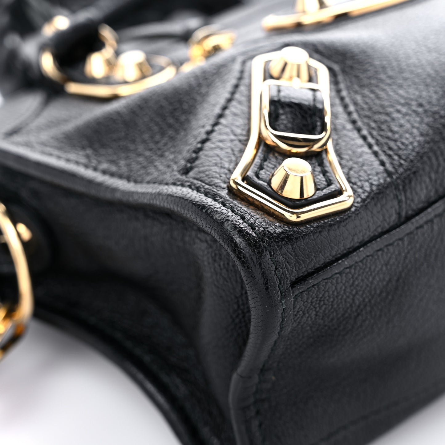 Chevre Gold Metallic Edge Hardware Mini City Black