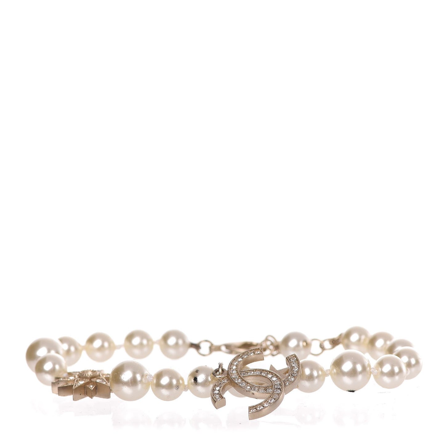 Crystal Pearl CC Star Bracelet Light Gold