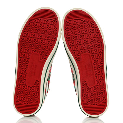 Gucci Cotton Wool Web Houndstooth Interlocking G Womens 1977 Tennis Sneakers 37 Red Green 5 of 7