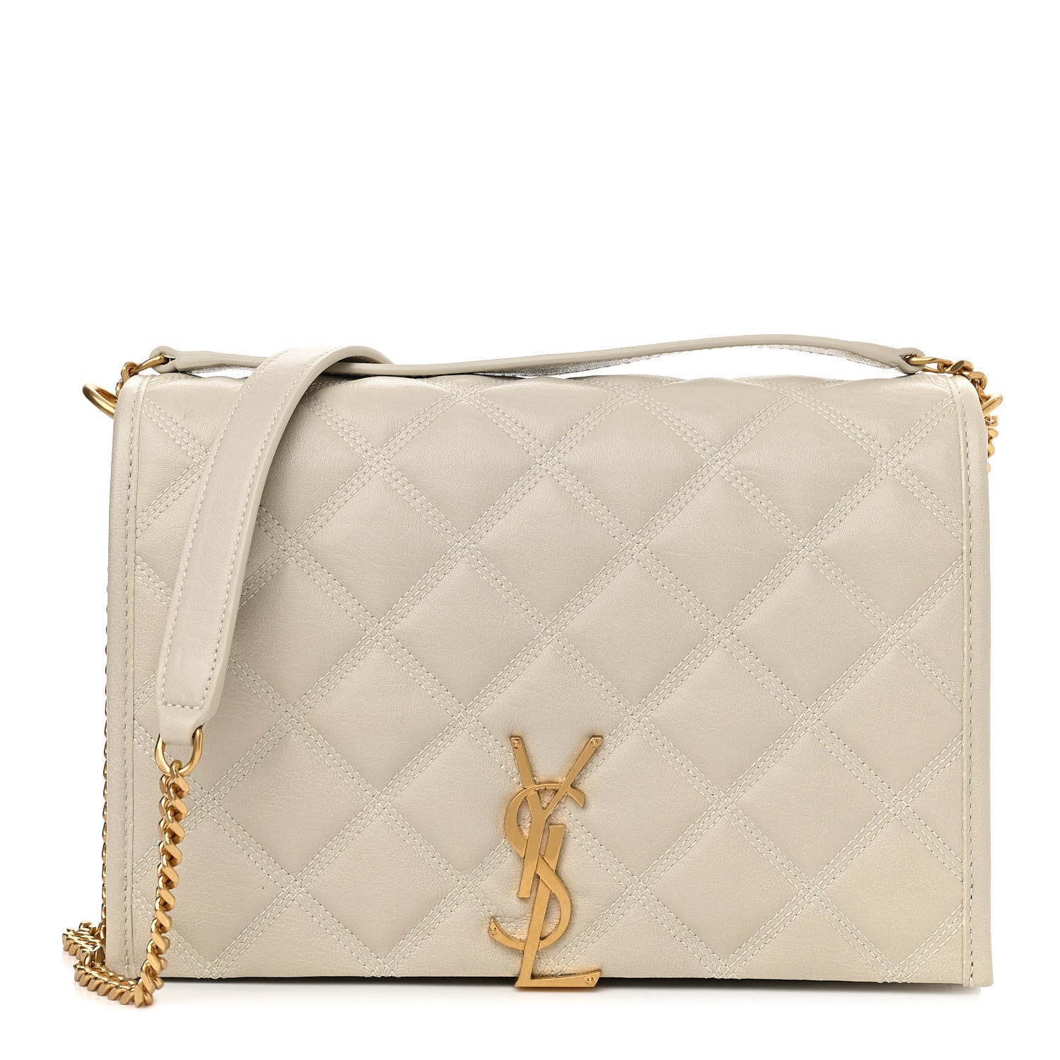 Saint Laurent Lambskin Quilted Mini Becky Chain Bag Crema Soft 1 of 16