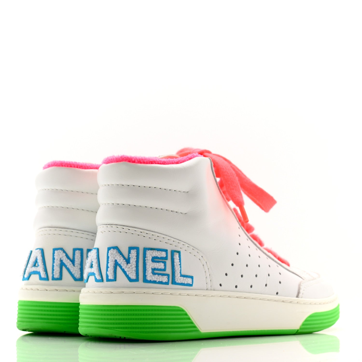 Chanel Calfskin Womens Logo High Top Sneakers 36.5 White Multicolor 4 of 9