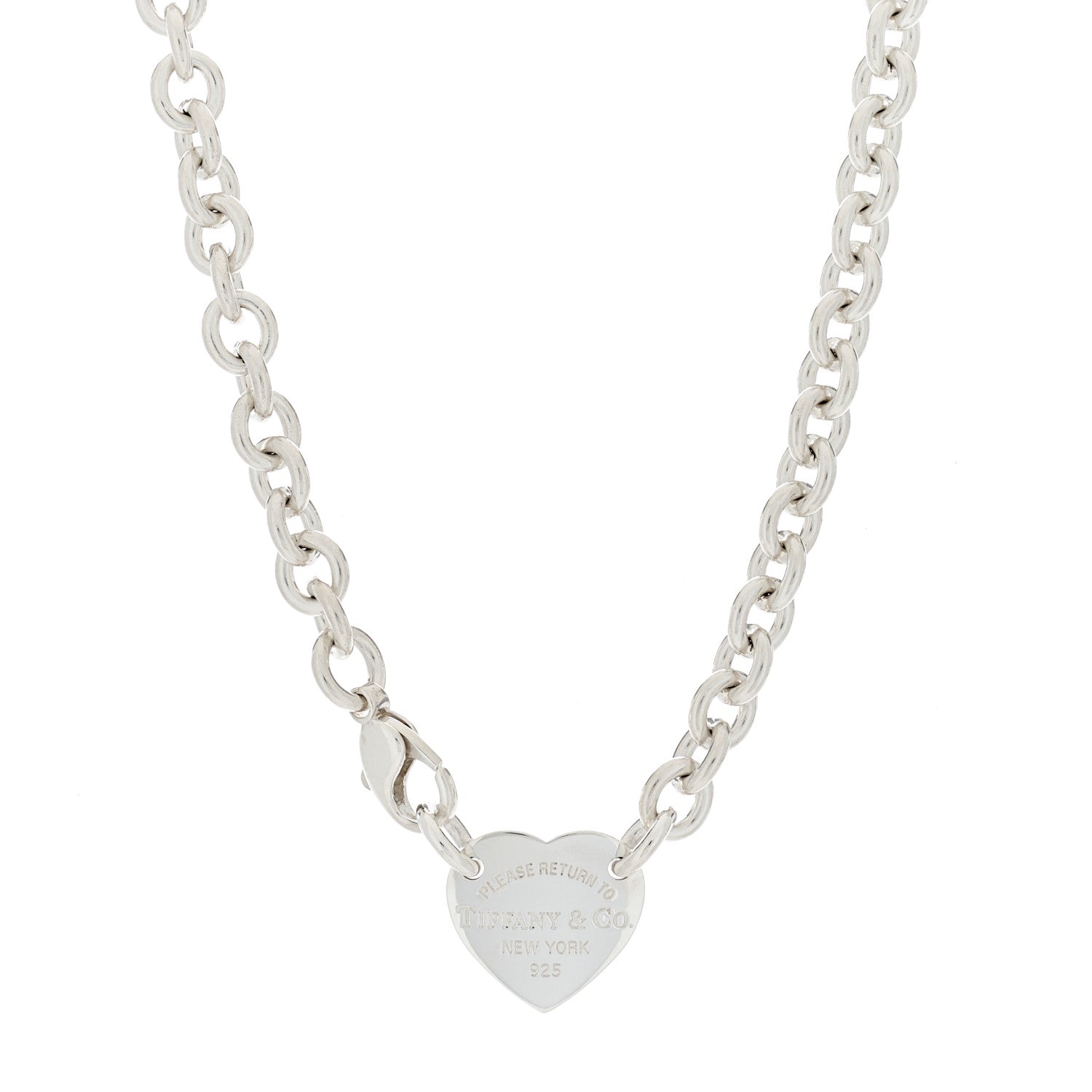 Tiffany Sterling Silver Return to Tiffany Heart Tag Choker Necklace 1 of 4
