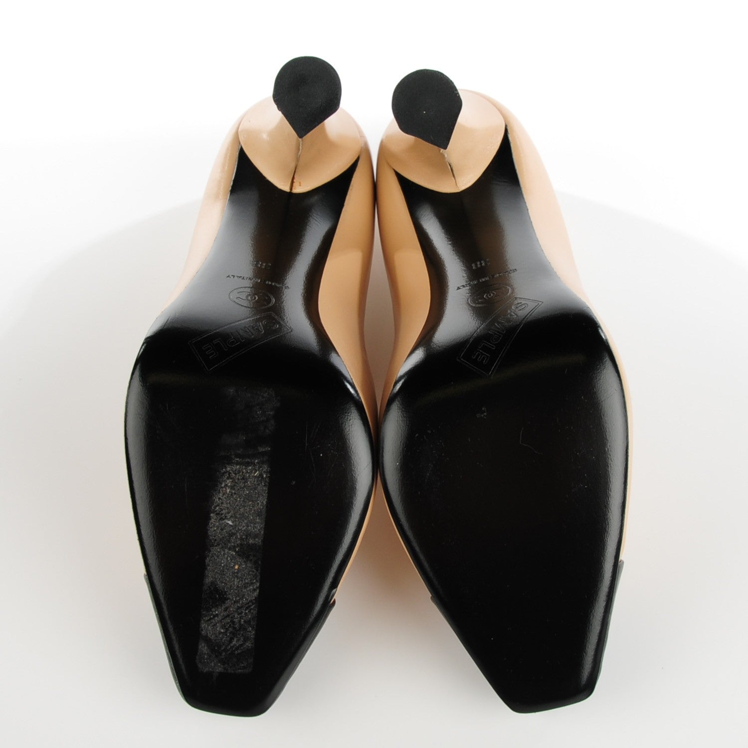 Chanel Lambskin Cap Toe Loafer Pumps 38 Beige Black 10 of 18