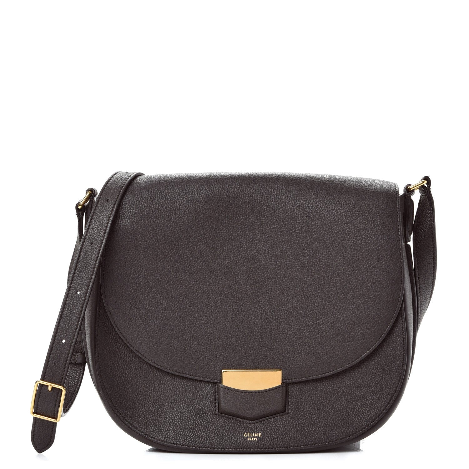 Celine Grained Calfskin Medium Trotteur Dark Taupe 1 of 10