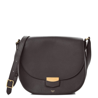 Celine Grained Calfskin Medium Trotteur Dark Taupe 1 of 10