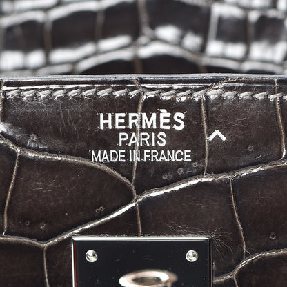 Hermes Shiny Porosus Crocodile Birkin 35 Graphite 6 of 38