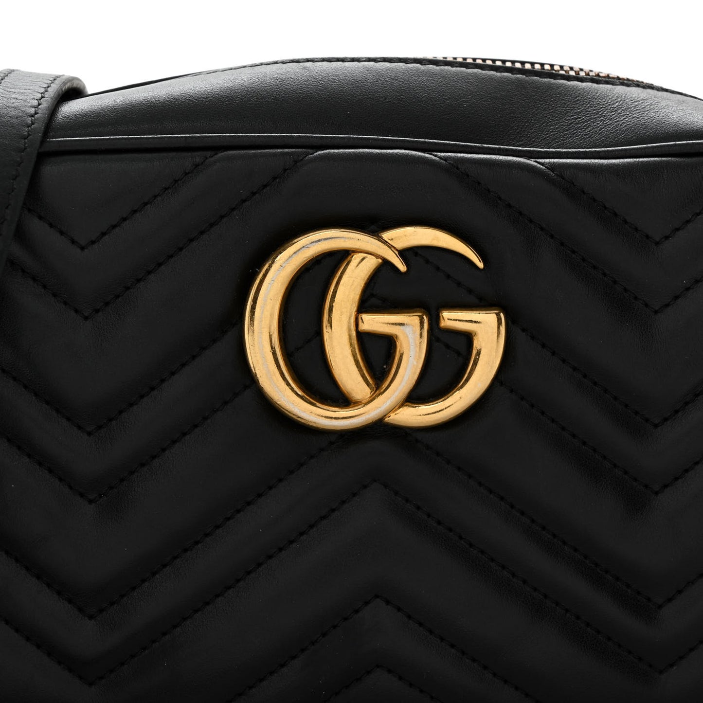 Calfskin Matelasse Small GG Marmont Chain Shoulder Bag Black