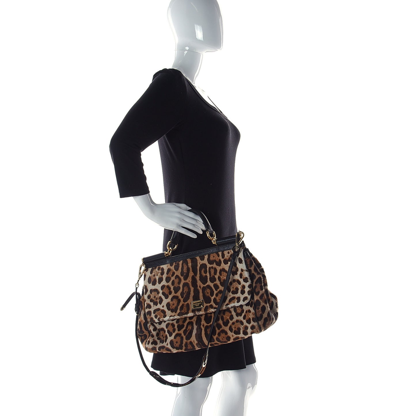 Calf Hair Leopard Print Large Miss Sicily Satchel Naturale