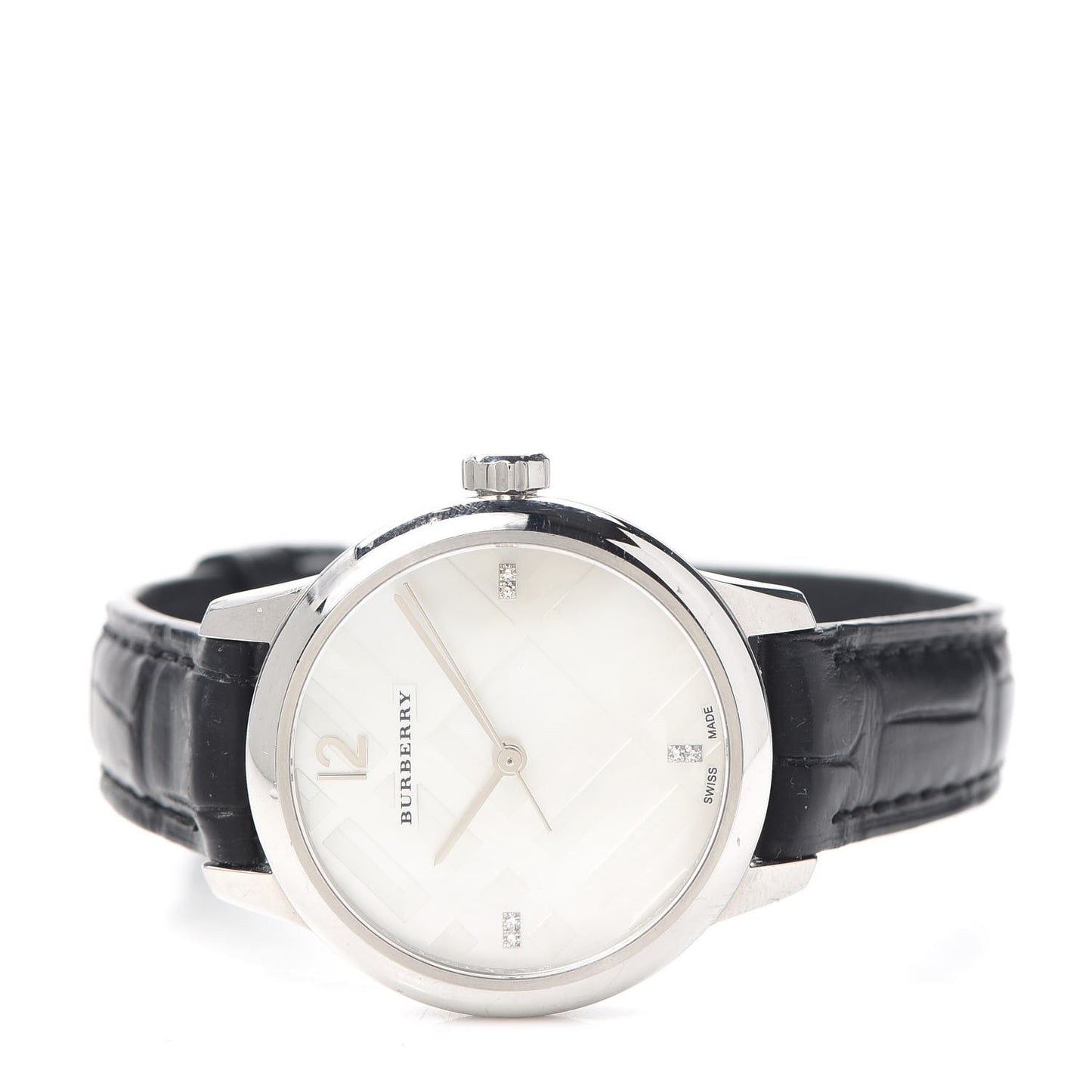 Stainless Steel Calfskin Diamond Mother of Pearl 32mm Classic Round Quartz Watch BU10106
