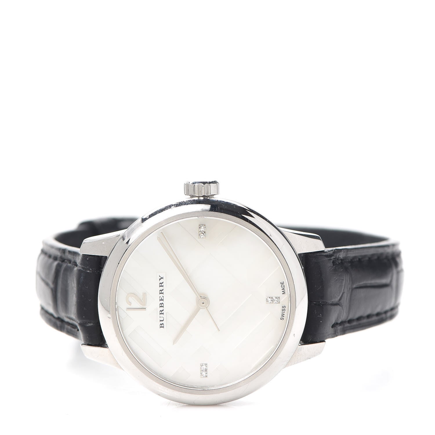 Burberry Stainless Steel Calfskin Diamond Mother of Pearl 32mm Classic Round Quartz Watch BU10106 2 of 4