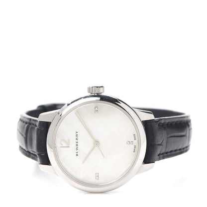 Burberry Stainless Steel Calfskin Diamond Mother of Pearl 32mm Classic Round Quartz Watch BU10106 2 of 4
