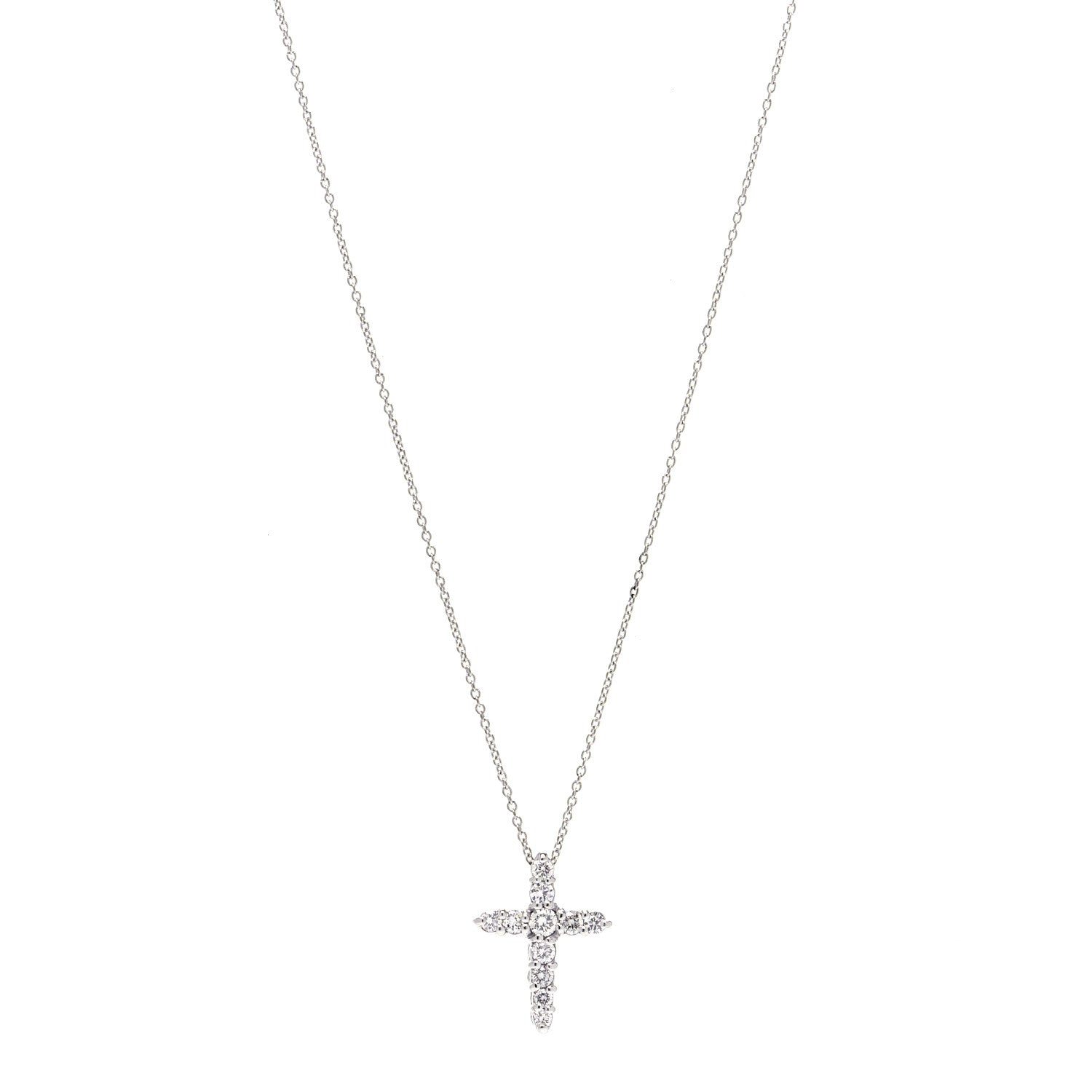 Roberto Coin 18K White Gold Diamond .39ctw Cross Pendant Necklace 1 of 6