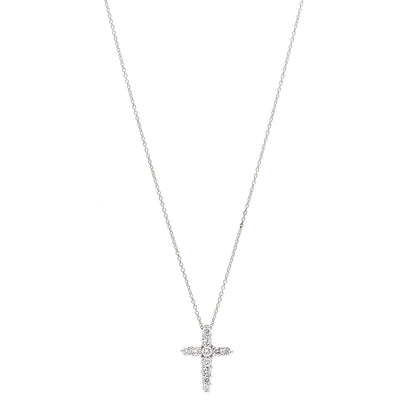Roberto Coin 18K White Gold Diamond .39ctw Cross Pendant Necklace 1 of 6