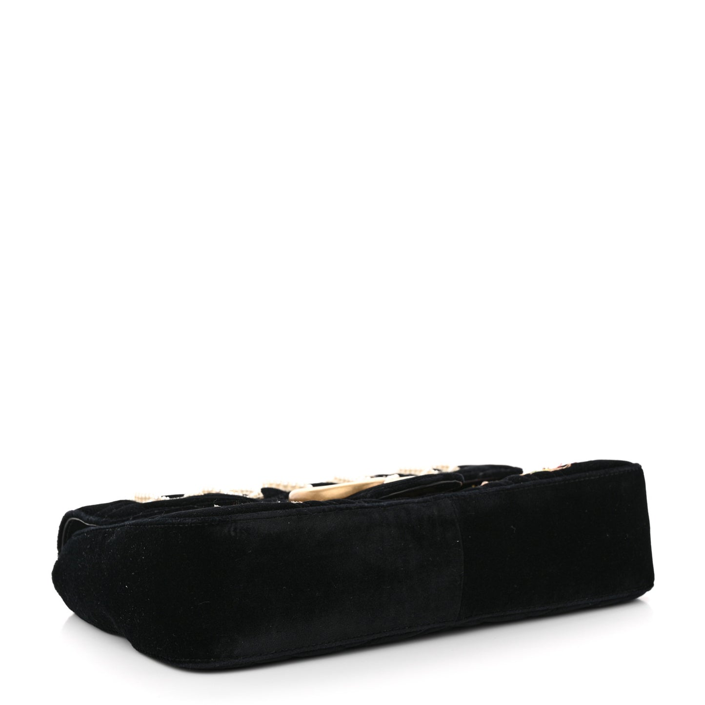 Velvet Matelasse Loved Embroidered Medium GG Marmont Shoulder Bag Black