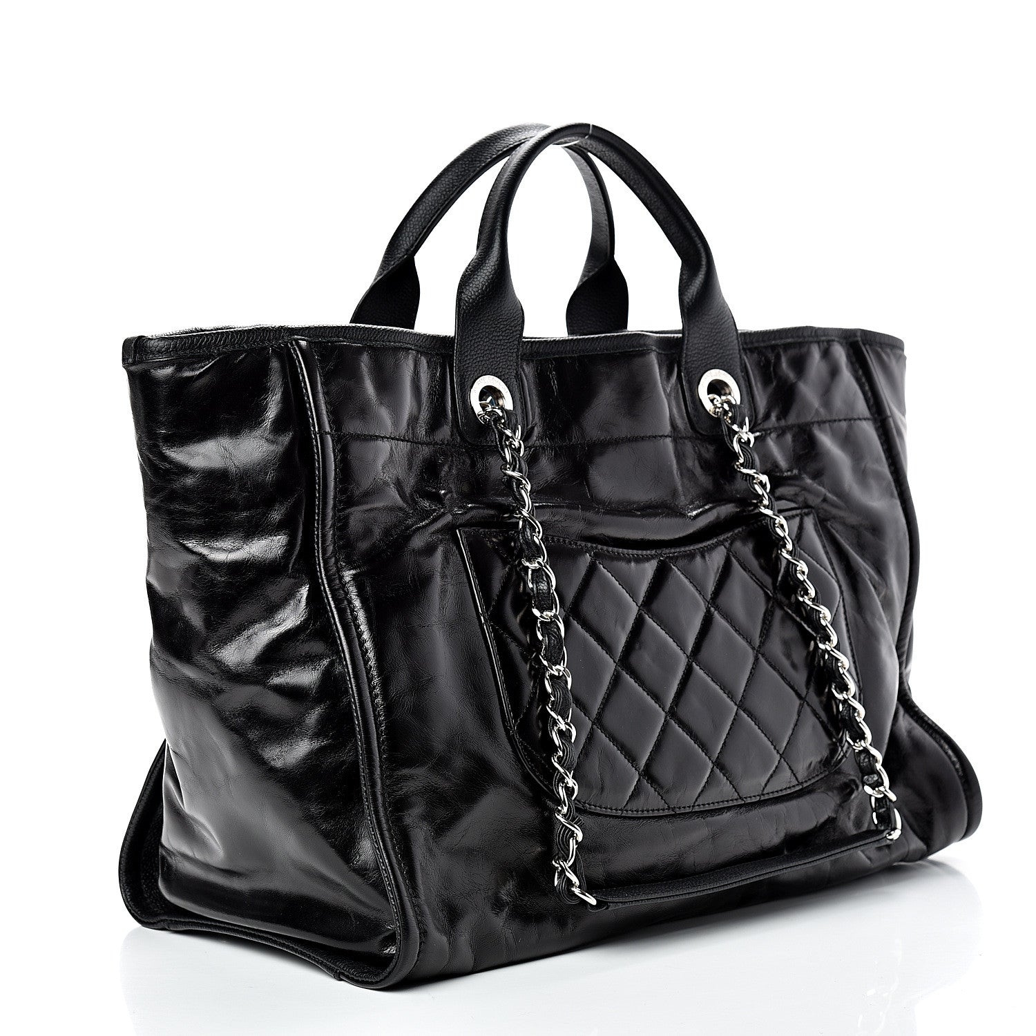 Chanel Glazed Calfskin Medium Deauville Tote Black 2 of 9