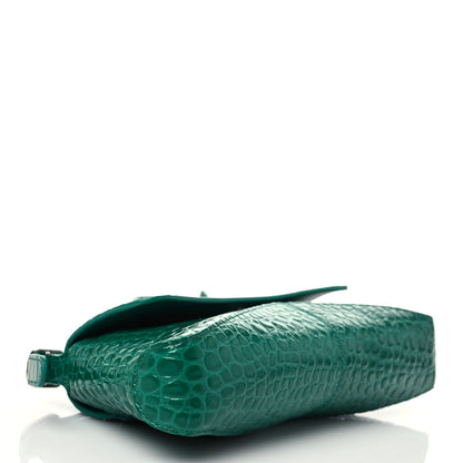 Balenciaga Shiny Super Supple Calfskin Crocodile Embossed Small XX Flap Stretch Bag Jade 3 of 7