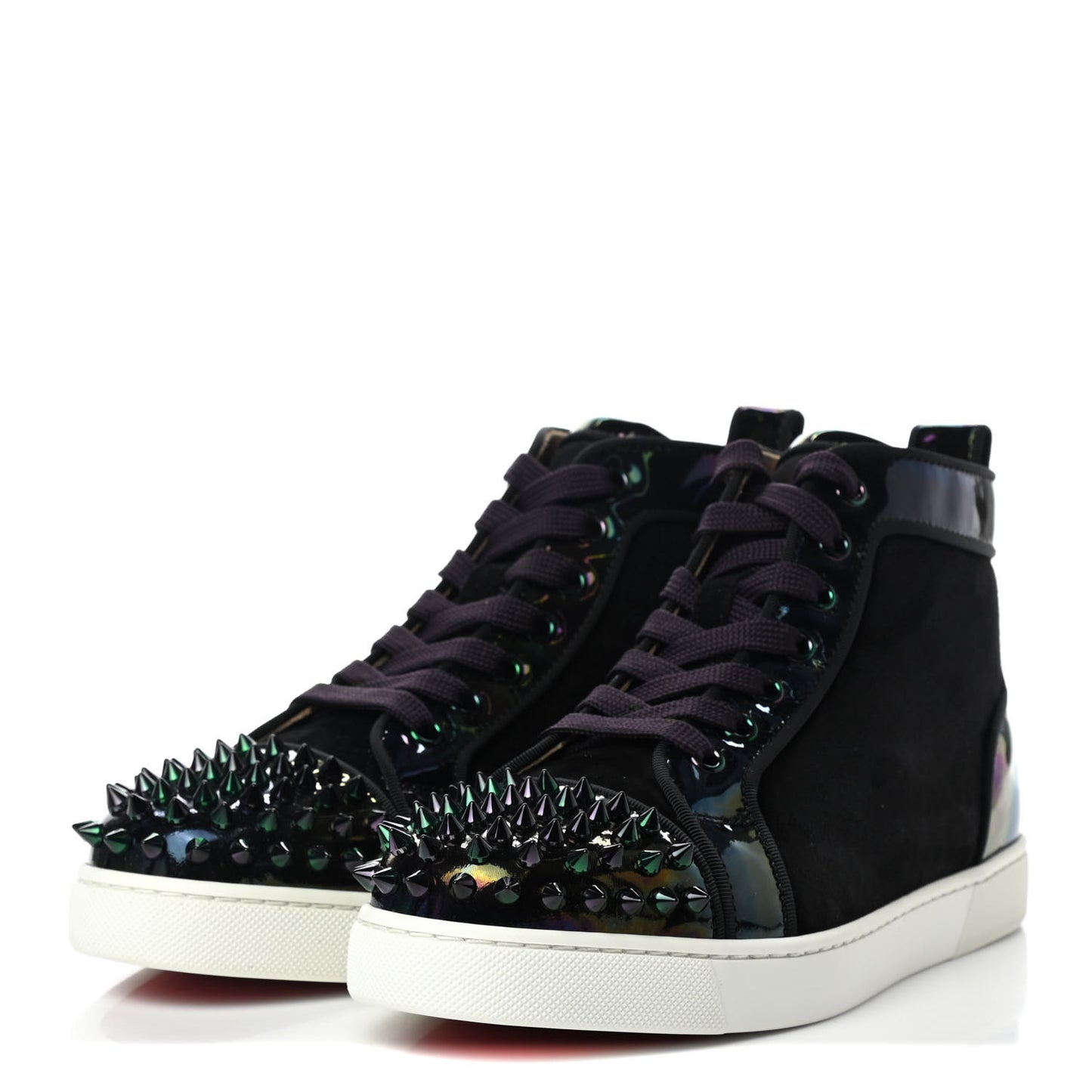 Patent Calfskin Suede Lou Spikes Womens Orlato Flat Sneakers 37 Black