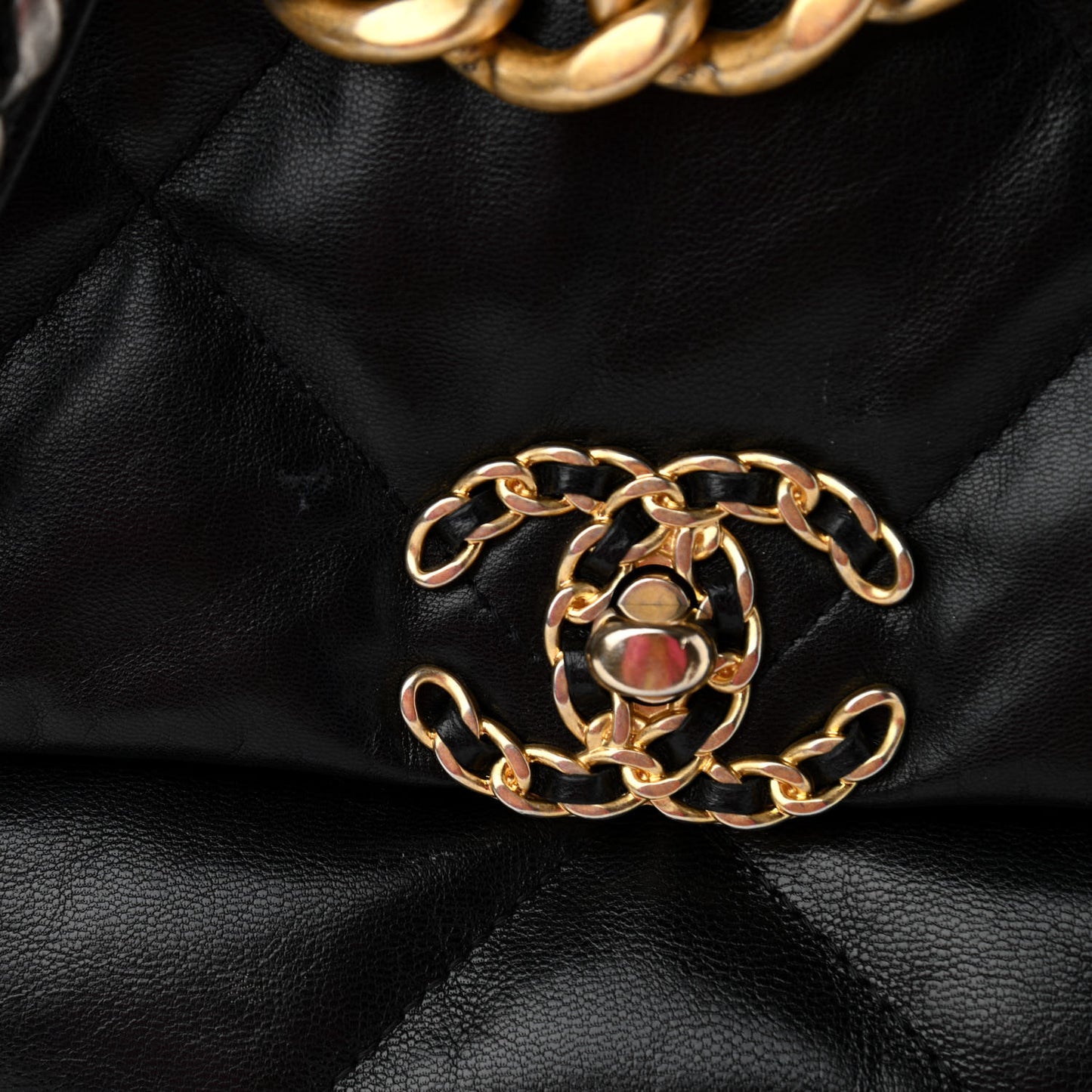 Goatskin Quilted Large Chanel 19 Flap Black