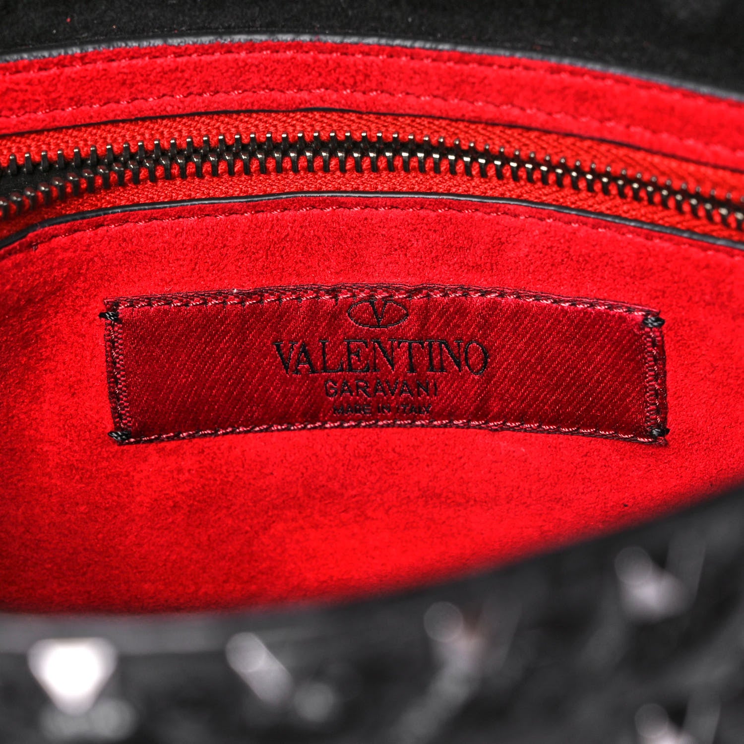 Valentino Garavani Craquele Nappa Large Rockstud Spike Shoulder Bag Black 6 of 9