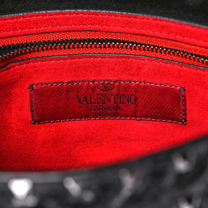 Valentino Garavani Craquele Nappa Large Rockstud Spike Shoulder Bag Black 6 of 9