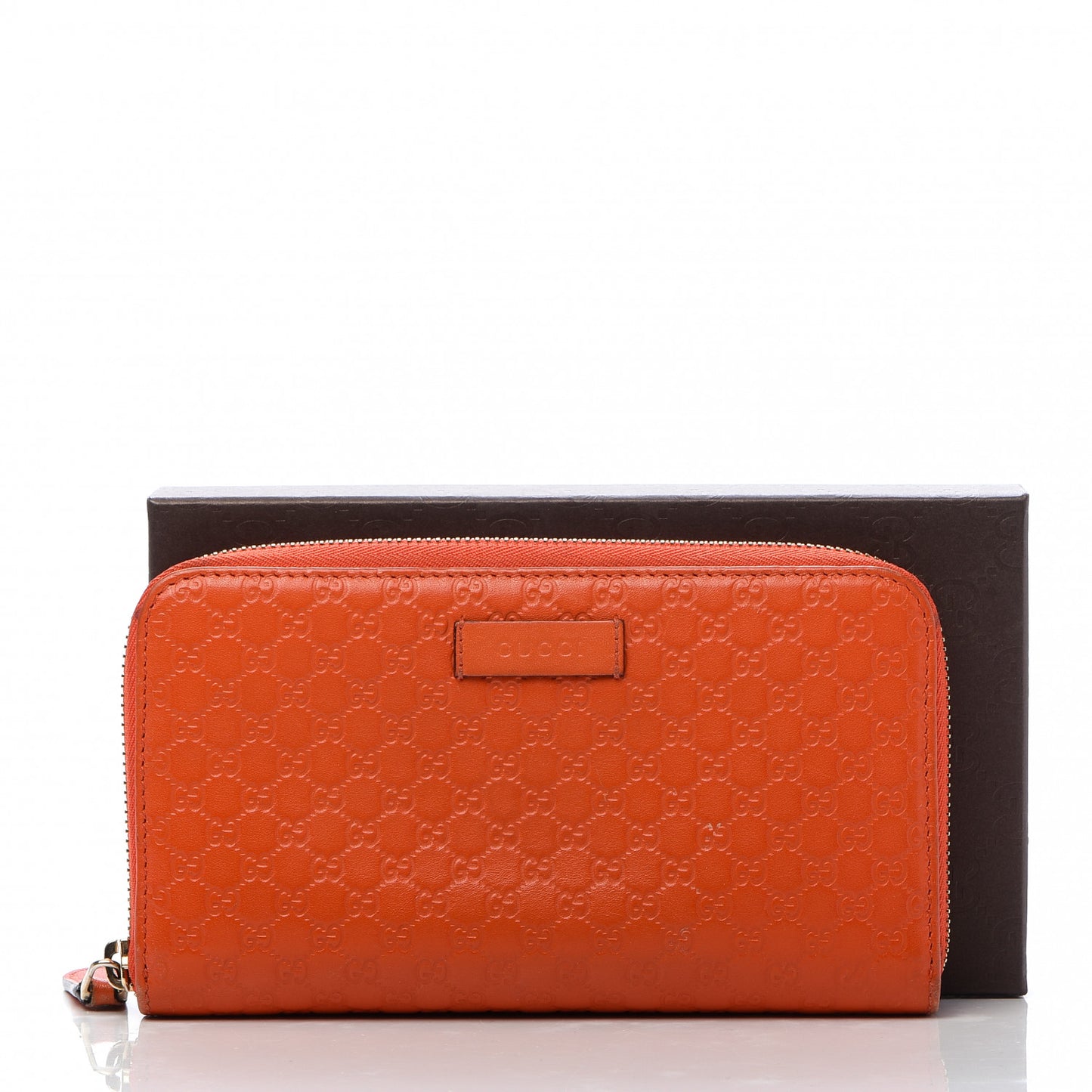 Microguccissima Zip Around Wallet Sun Orange
